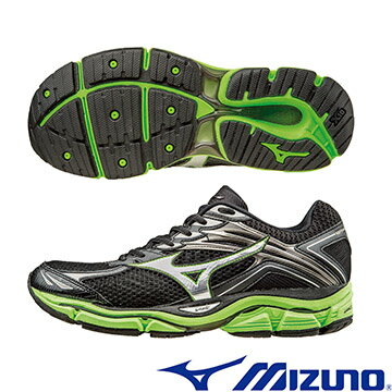 J1GC161152（黑X銀X綠）一般型全腳掌吸震波浪片 WAVE ENIGMA 6 男慢跑鞋 A【美津濃MIZUNO】