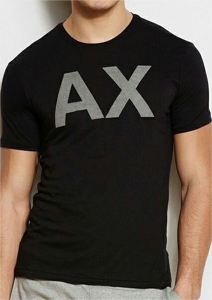 美國百分百【Armani Exchange】T恤 AX 短袖 logo 上衣 T-shirt 黑 反光亮粉 男 XS M L XL號 F374