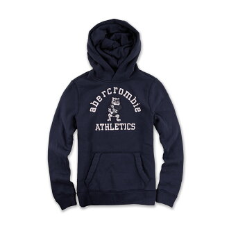 美國百分百【Abercrombie & Fitch】帽T AF 連帽 麋鹿 鋪棉 鬥牛犬 深藍色 S號 男 女 E451
