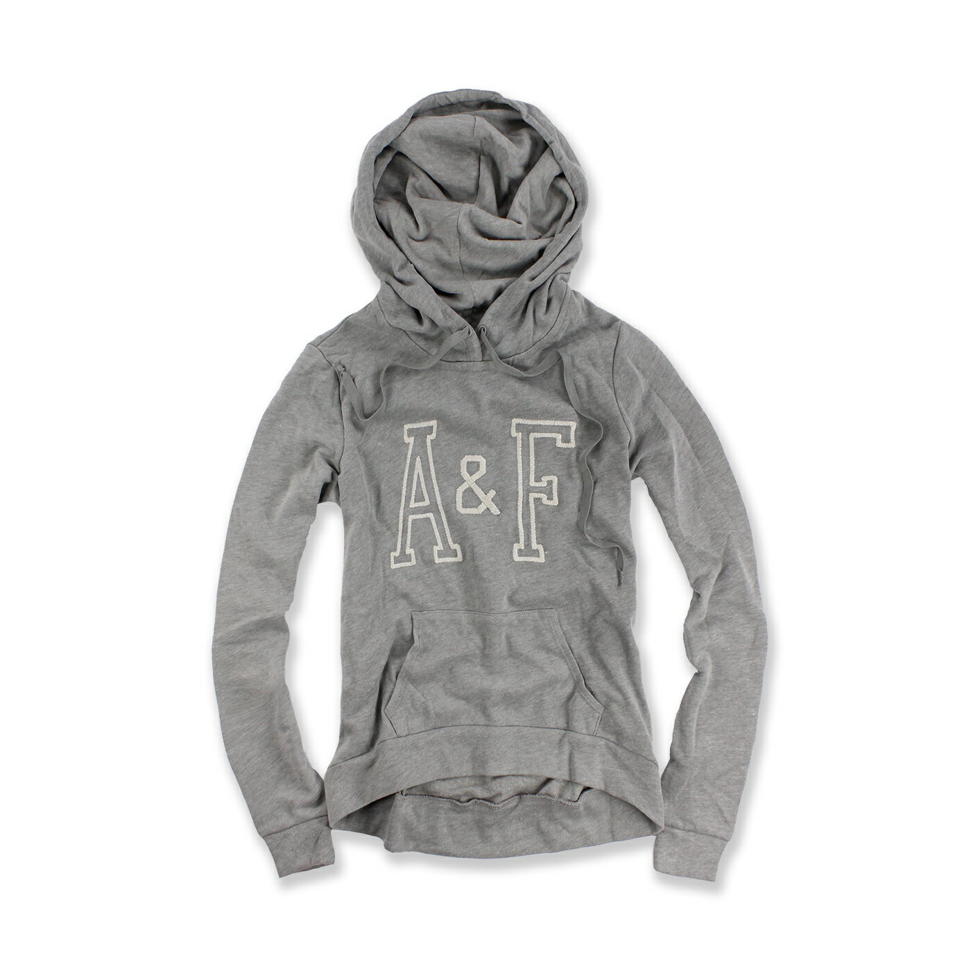 美國百分百【Abercrombie & Fitch】連帽 AF 帽T 麋鹿 logo 灰 長袖 女 XS S號 F505