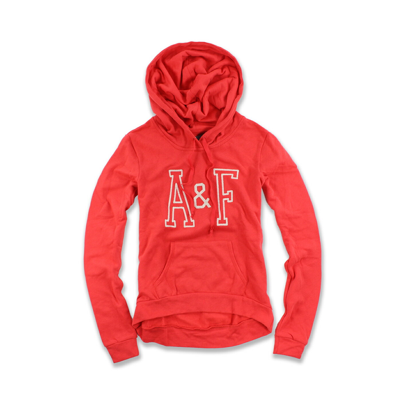 美國百分百【Abercrombie & Fitch】連帽 AF 帽T 麋鹿 logo 橘紅 長袖 女 XS S F505