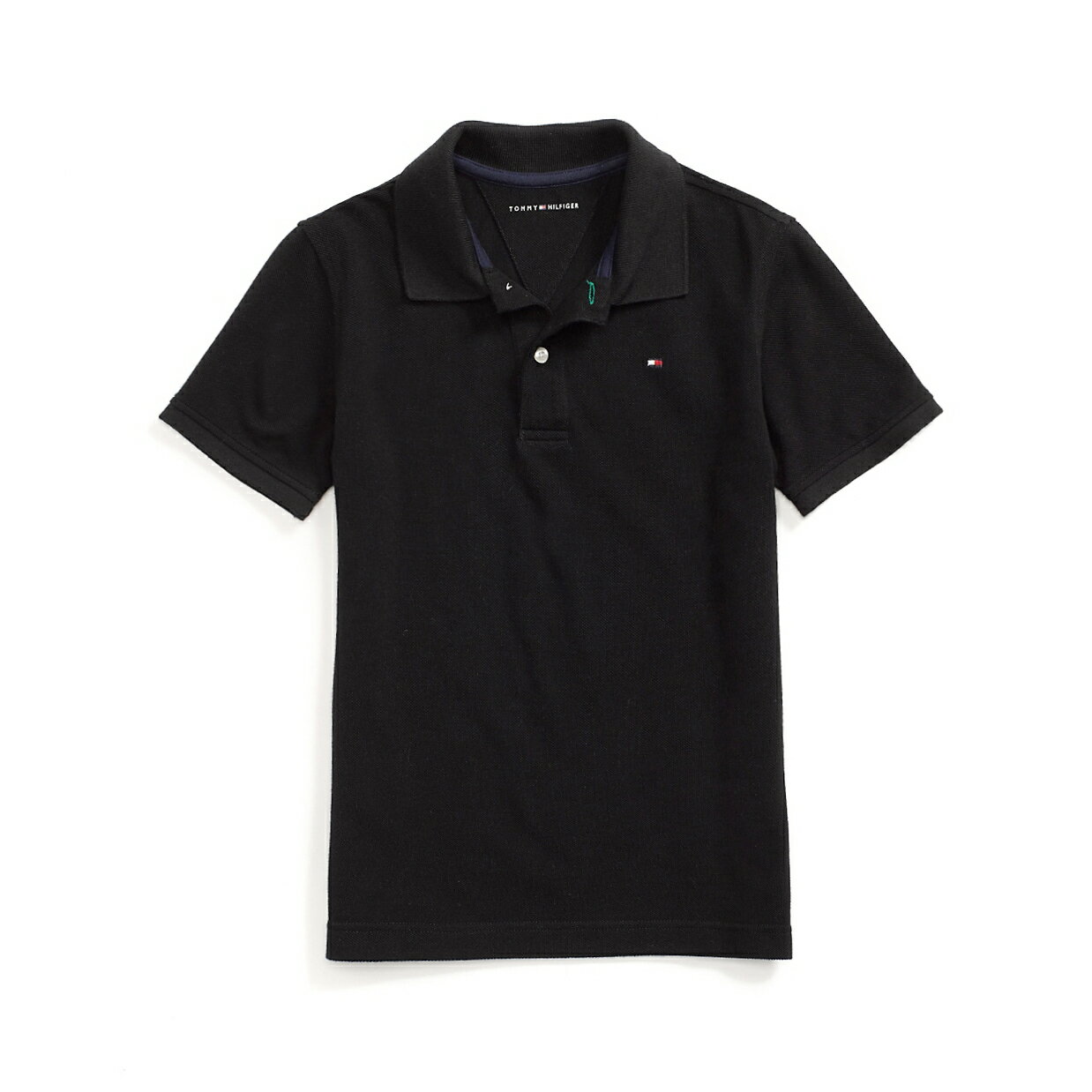 美國百分百【全新真品】Tommy Hilfiger Polo衫 TH 短袖 上衣 素面 網眼 黑色 XS號 F611