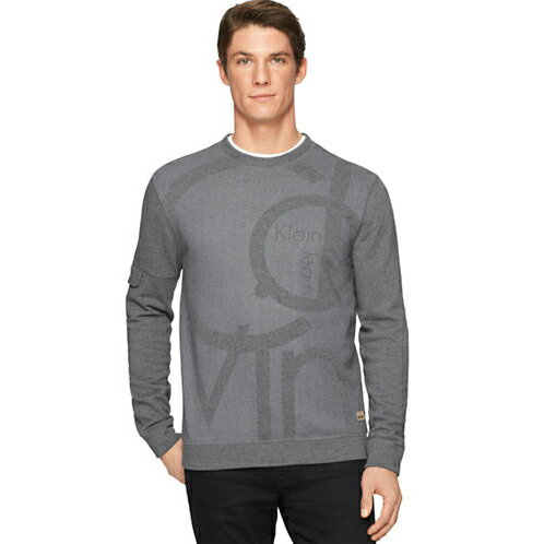 美國百分百【全新真品】Calvin Klein T恤 CK logo 長袖 T-shirt 大學T 灰色 S號 F642