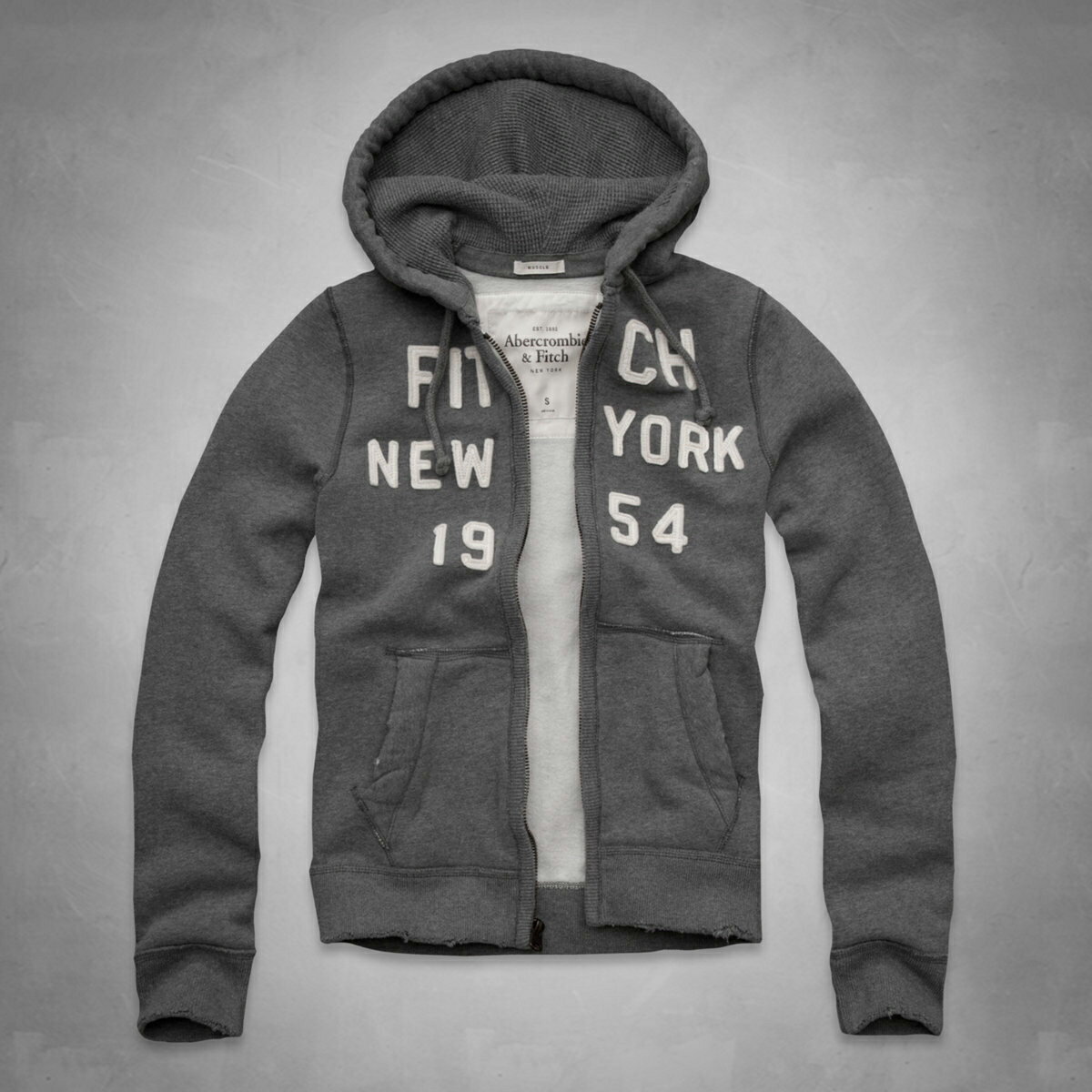 美國百分百【Abercrombie & Fitch】外套 AF 連帽 長袖 夾克 麋鹿 NY 灰色 特價 S M L號 F664