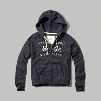 美國百分百【Abercrombie & Fitch】連帽 AF 外套 麋鹿 藍灰 長袖 女 XS S號 特價 C809