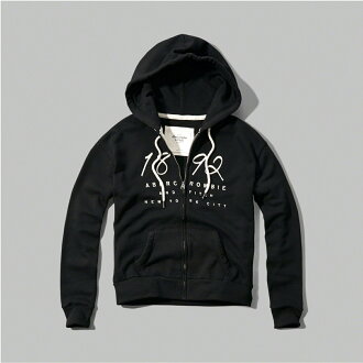 美國百分百【Abercrombie & Fitch】連帽 AF 外套 麋鹿 黑色 長袖 女 XS S M 特價 C810