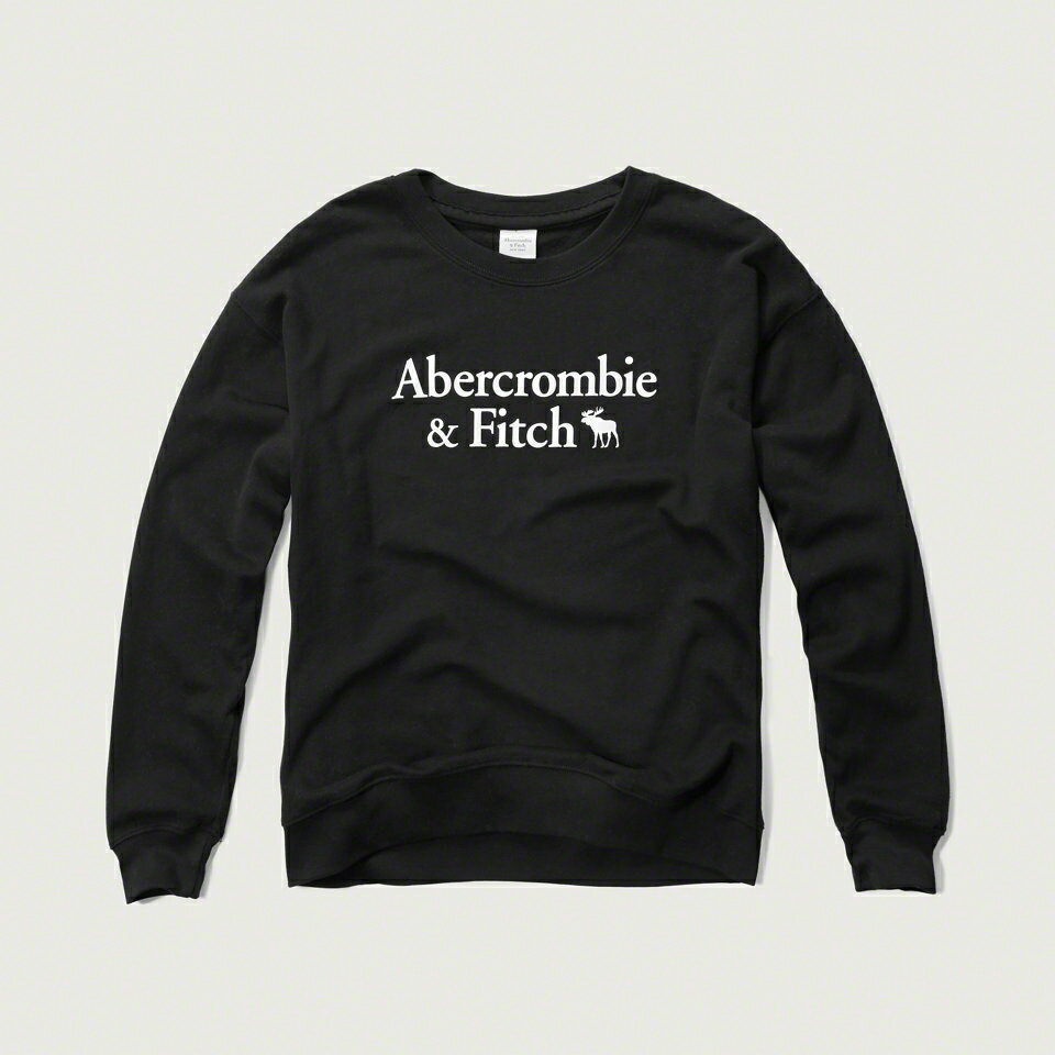 美國百分百【Abercrombie & Fitch】T恤 AF 長袖 T-shirt 大學T 女 XS S 黑 F897