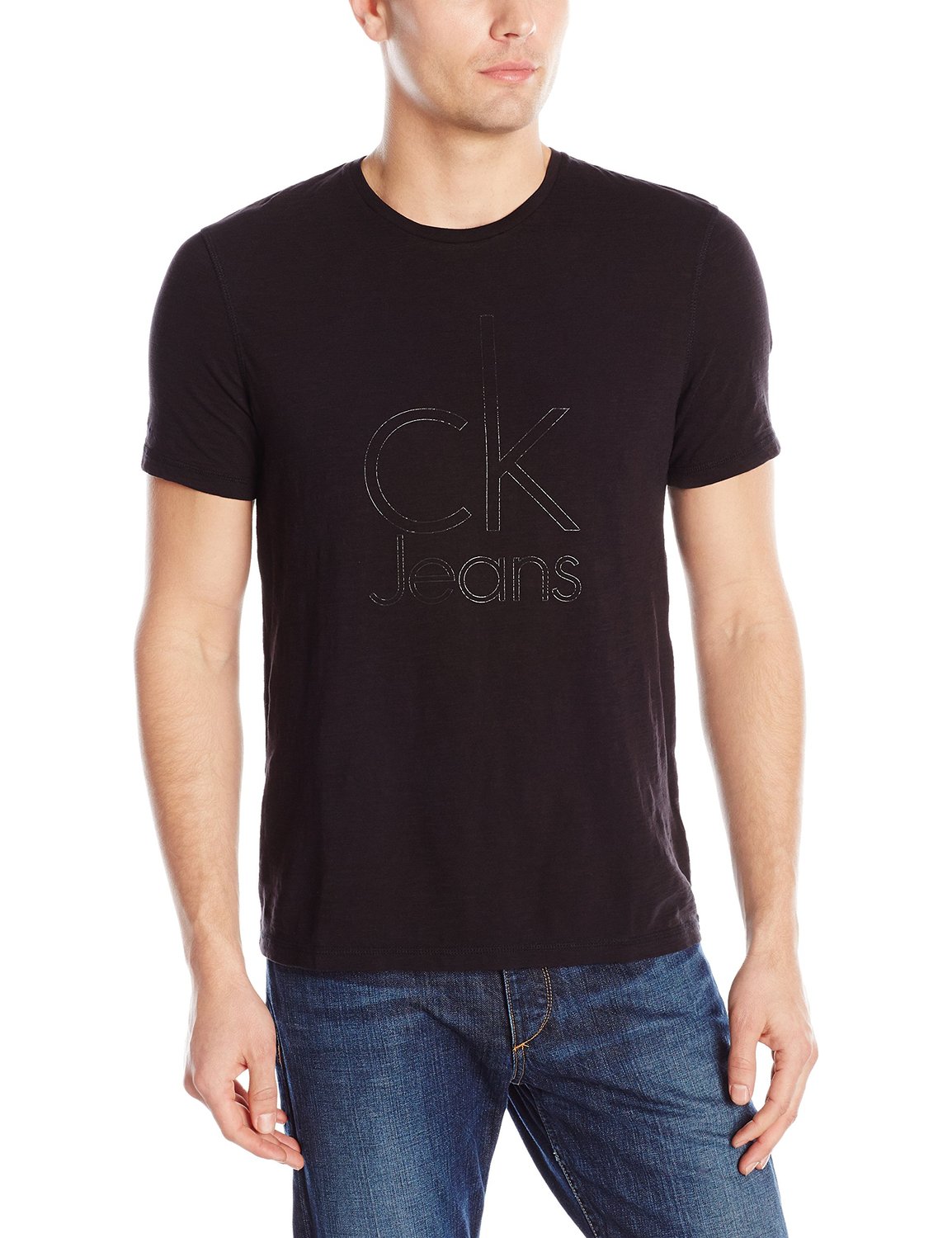美國百分百【Calvin Klein】T恤 CK logo 短袖 T-shirt 短T 黑色 男 燙字 S號 G232