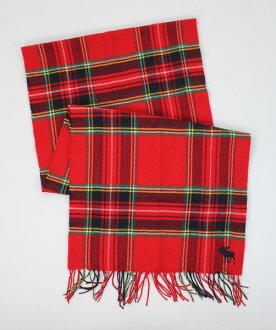 美國百分百【全新真品】Abercrombie & Fitch 配件 男 圍巾 披肩 麋鹿 紅格紋 經典款 AF 女 禮物