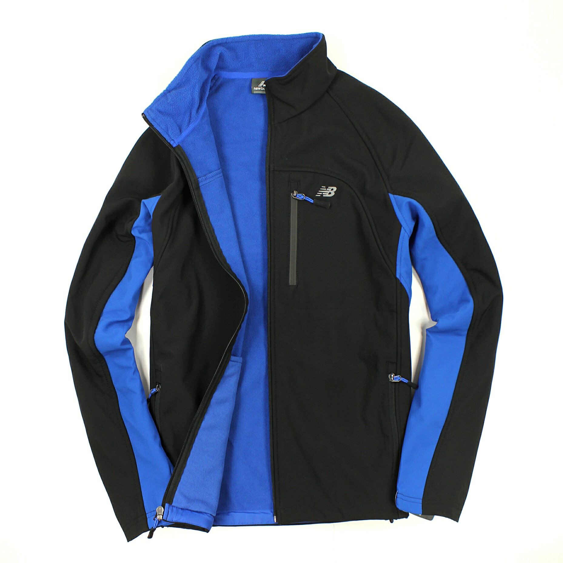 美國百分百【全新真品】New Balance 外套 NB 軟殼 夾克 黑藍 防風 防水 保暖 立領 男 S M B573
