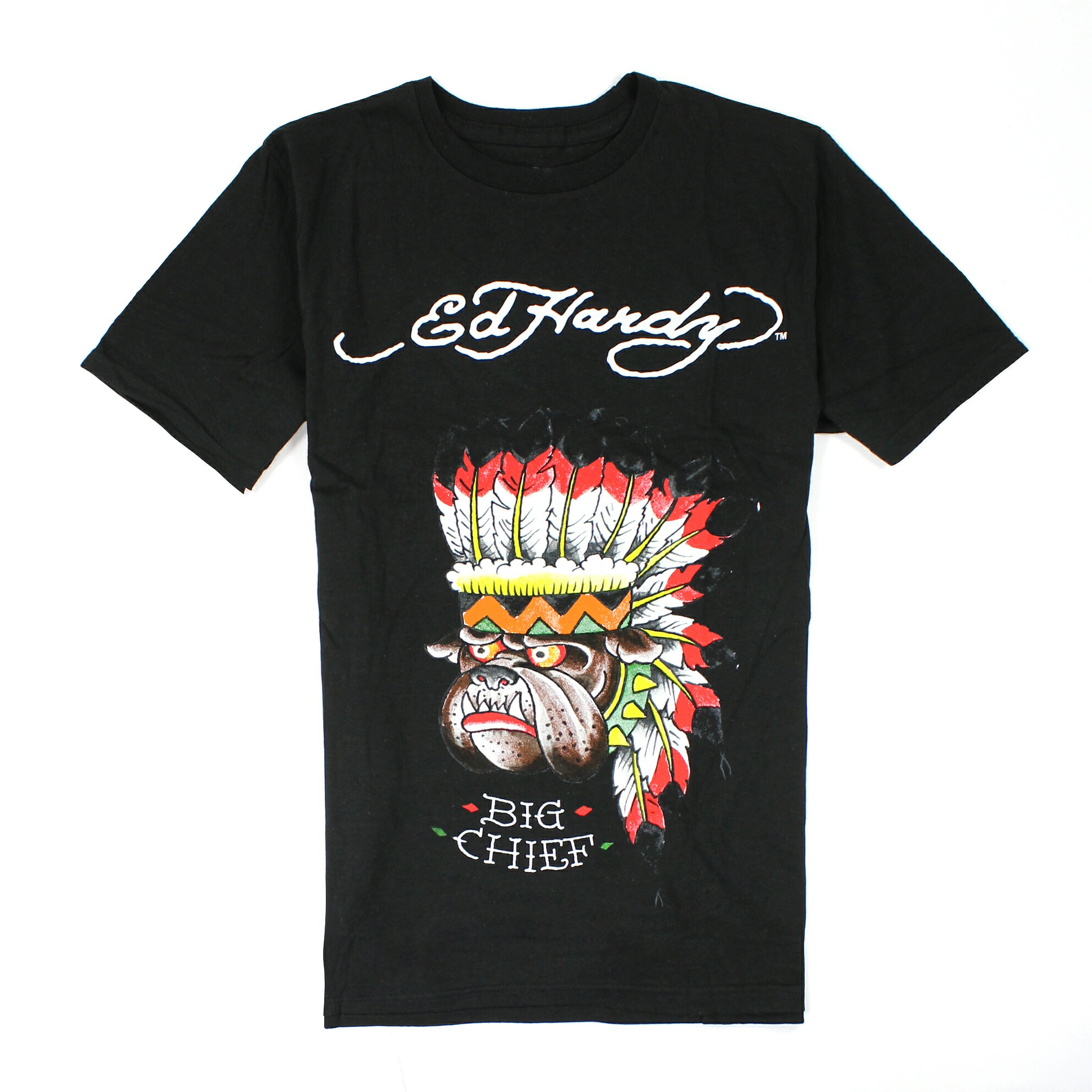 美國百分百【全新真品】Ed Hardy T恤 ED 短袖 T-shirt 黑 動物 狗頭 刺青 純棉 印第安 男 m號