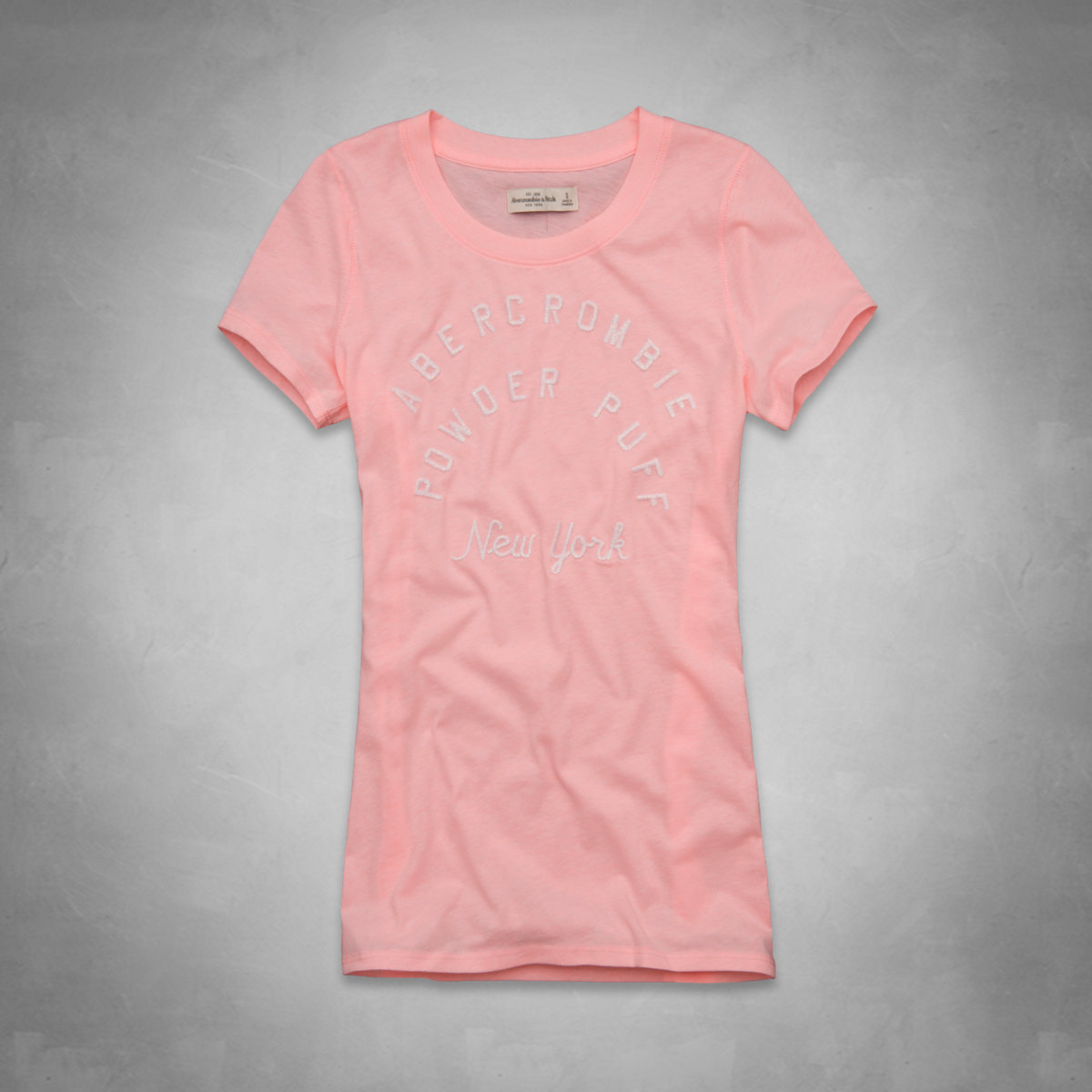 美國百分百【全新真品】Abercrombie & Fitch T恤 AF 短袖 T-shirt 麋鹿 粉橘 字母 金蔥 女 S號