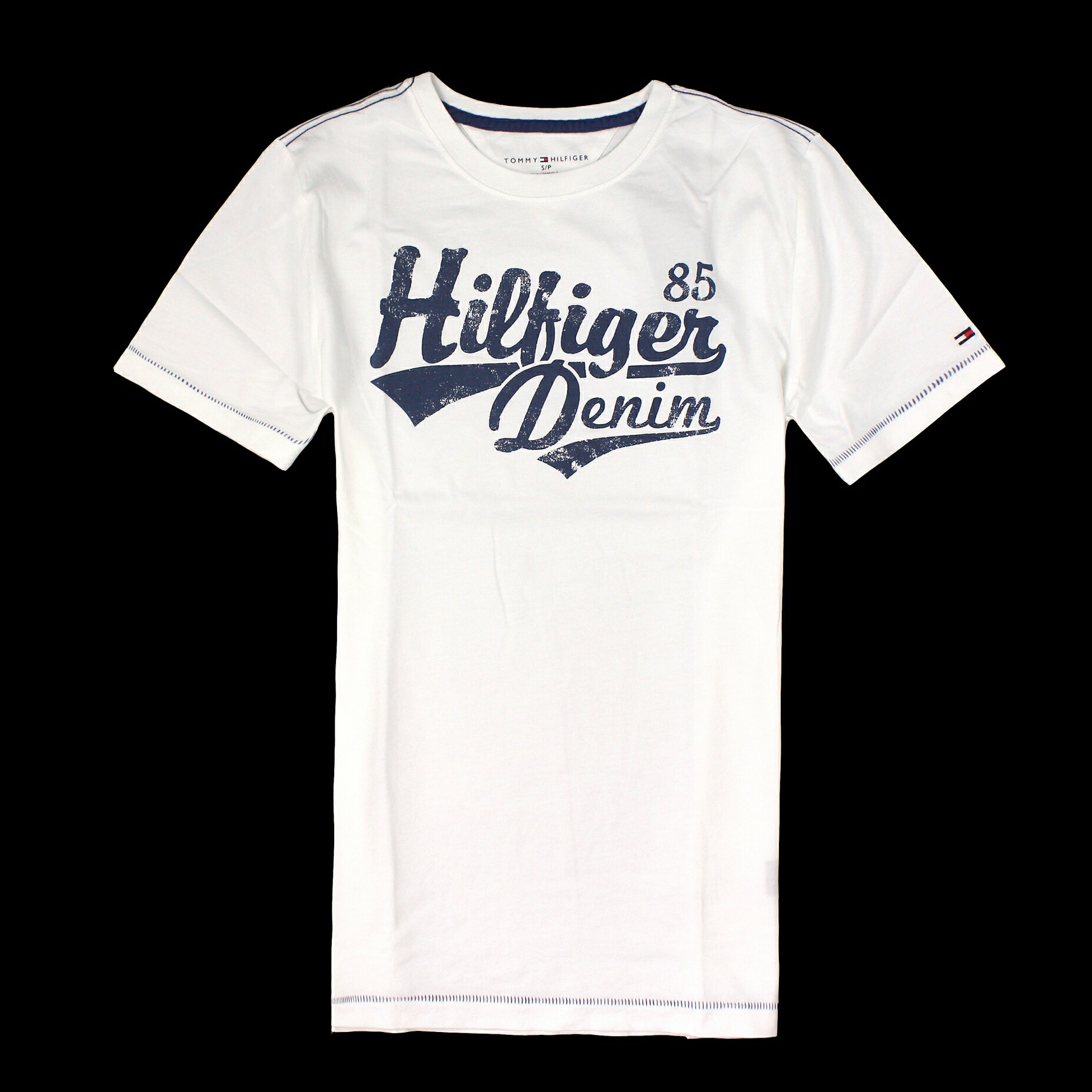 美國百分百【全新真品】Tommy Hilfiger T恤 TH 短袖 T-shirt 上衣 白 Logo 文字 印刷 男 XS S M