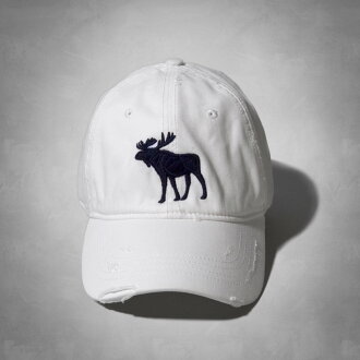 美國百分百【全新真品】Abercrombie & Fitch 帽子 AF 復古 棒球帽 麋鹿 白 Logo 純棉 男 女 L/XL E078
