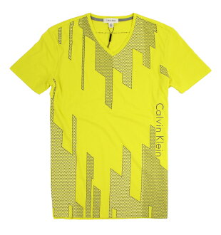 美國百分百【全新真品】Calvin Klein T恤 CK 短袖 Tshirt V領 亮黃色 S M號 E129