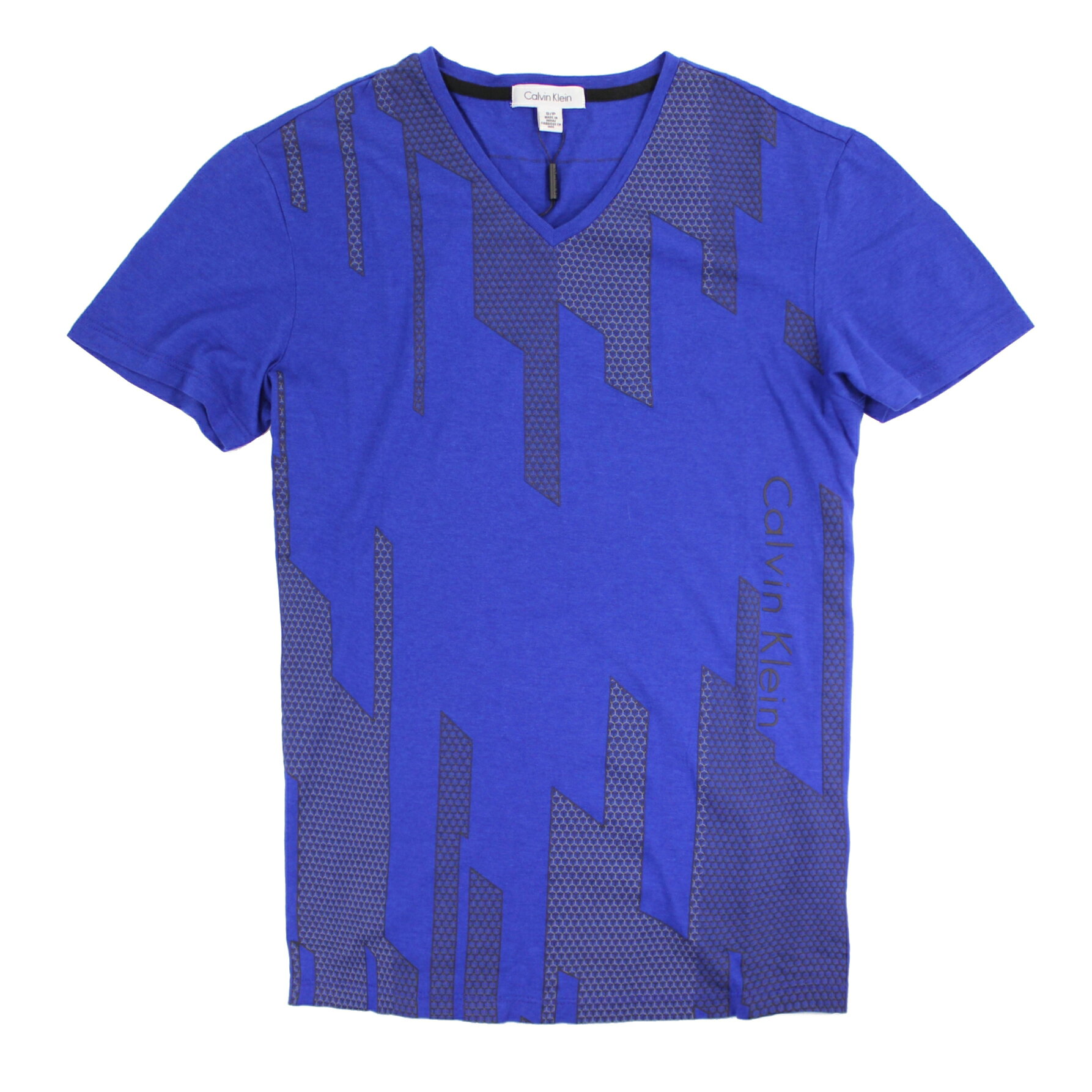美國百分百【全新真品】Calvin Klein T恤 CK 短袖 Tshirt V領 Logo 藍色 S L號 E129