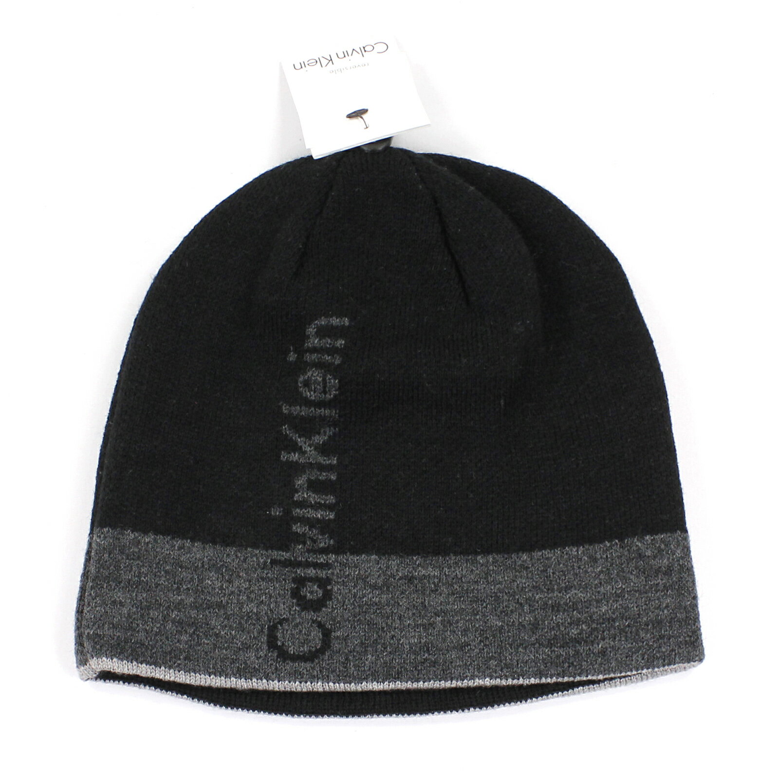 美國百分百【全新真品】Calvin Klein 男帽 扁帽 配件 毛帽 帽子 毛線帽 黑 灰 CK 針織帽 E368