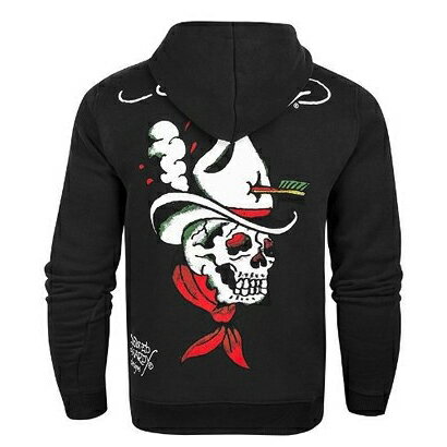 美國百分百【全新真品】Ed Hardy 專櫃 潮牌 男 連帽 外套 夾克 黑色 刺青 骷髏頭 特色 M號 E424