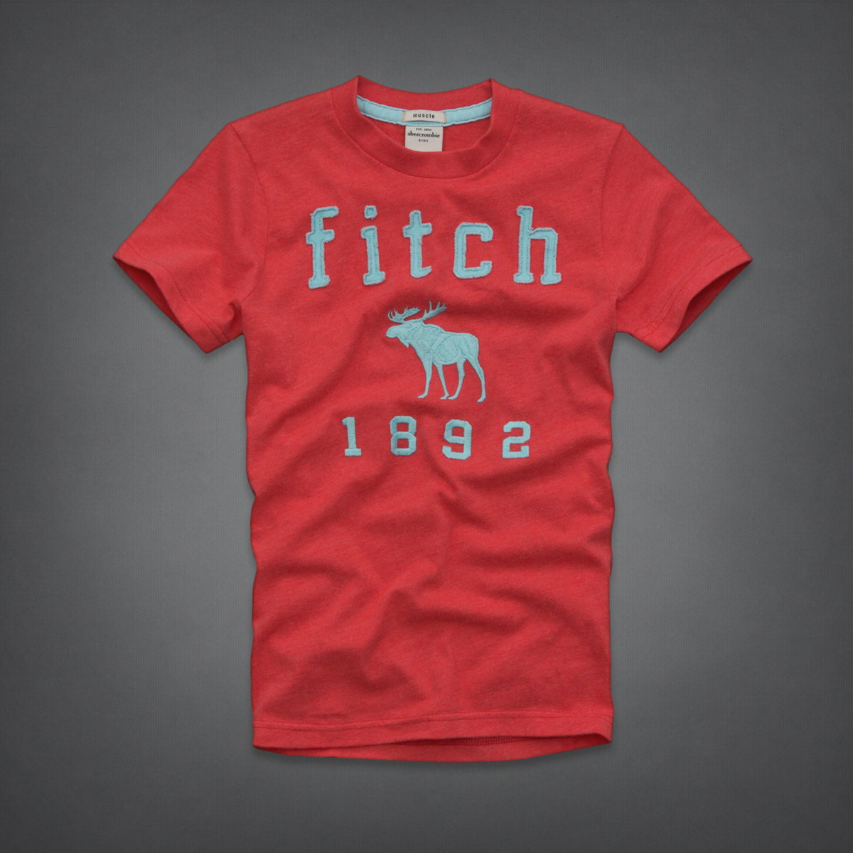 美國百分百【全新真品】Abercrombie & Fitch T恤 AF 短袖 T-shirt 麋鹿 紅 Logo 男 女 Kids XS號