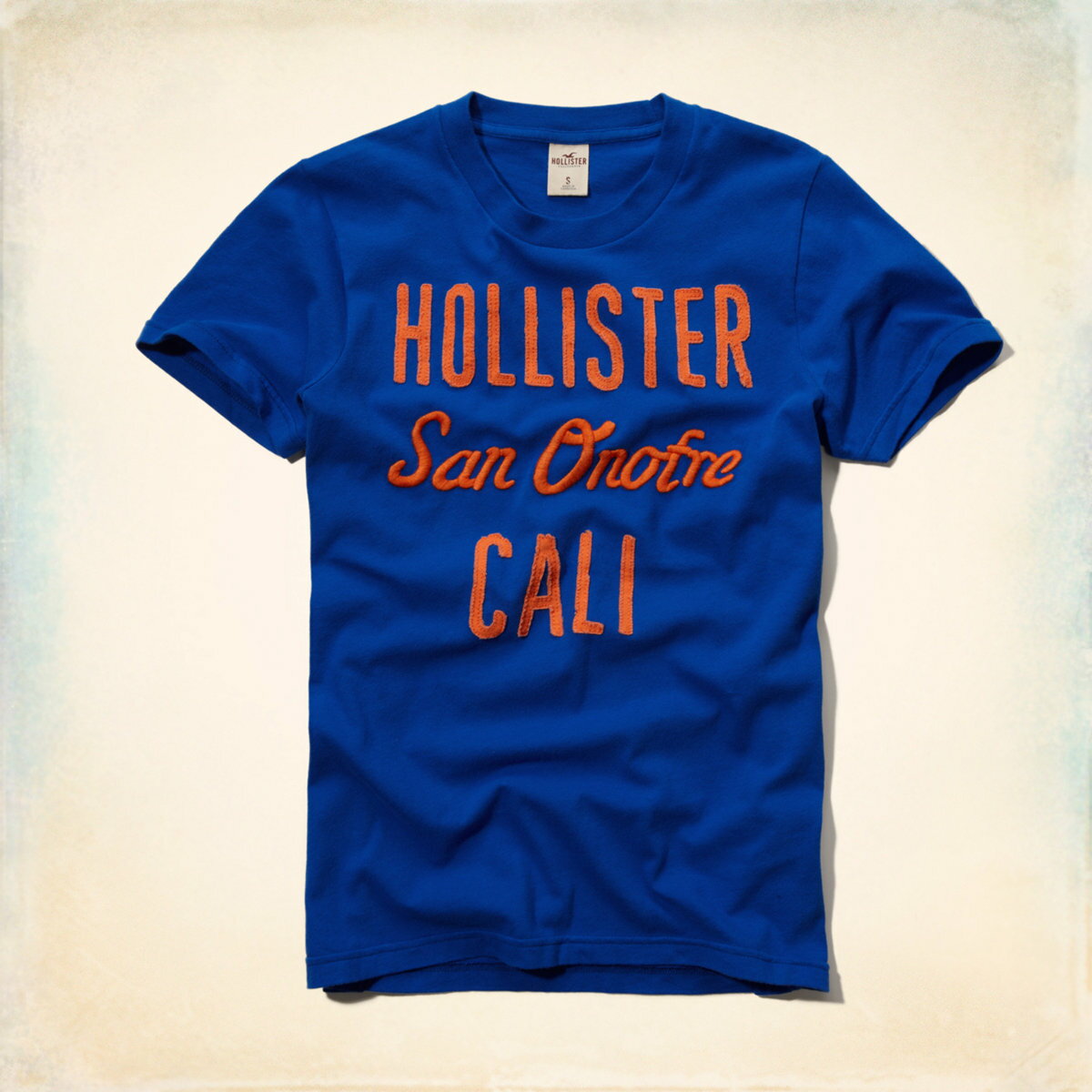 美國百分百【全新真品】Hollister Co. T恤 HCO 短袖 T-shirt海鷗 寶藍 文字 刺繡 棉質 圓領 男 S L號