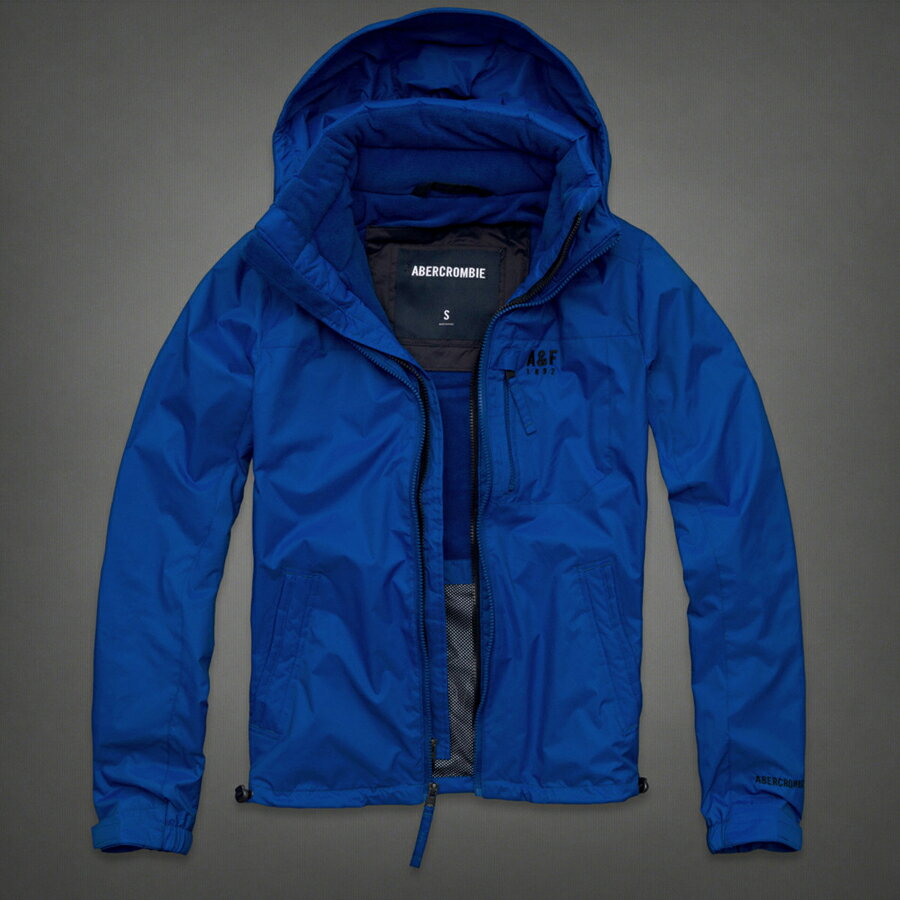 美國百分百【Abercrombie & Fitch】外套 AF 立領 夾克 麋鹿 寶藍 風衣 保暖 男 M E652