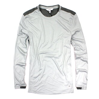 美國百分百【全新真品】Calvin Klein 上衣 CK 長袖 T恤 T-shirt 灰色 素面 男 S號 E771