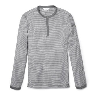 美國百分百【全新真品】Calvin Klein 上衣 CK 長袖 T恤 T-shirt 淺灰 條紋 亨利領 男 E773