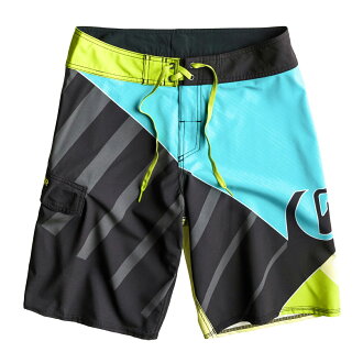 美國百分百【全新真品】Quiksilver 海灘褲 男 短褲 泳褲 沙灘褲 衝浪褲 黑色 綠色 黃色 色塊 E978