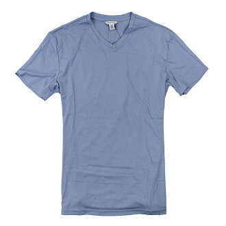 美國百分百【Calvin Klein】上衣 CK 短袖 T恤 T-shirt 短T V領 淺藍 男 素面 S號 F026