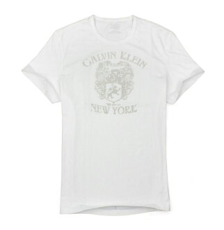 美國百分百【Calvin Klein】上衣 CK 短袖 T恤 T-shirt 短T LOGO 白 男 徽章 S F029