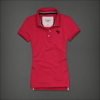 美國百分百【全新真品】Abercrombie&Fitch AF A&F 女生 短袖 polo衫 桃紅 麋鹿 顯瘦 S號