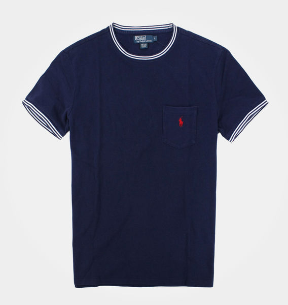 美國百分百【全新真品】Ralph Lauren RL POLO 紅馬 短袖 T恤 T-shirt Tee 深藍 網眼 口袋 超取 L號