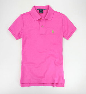 美國百分百【全新真品】Ralph Lauren Sport RL 女 純棉無網眼款 短袖 Polo衫 桃粉 S M號 窄版