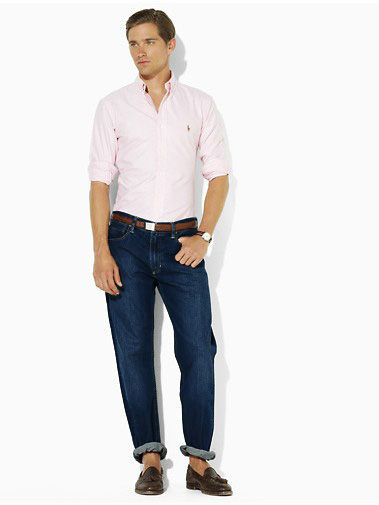 美國百分百【全新真品】Ralph Lauren RL POLO 刷白刷紋 深藍 牛仔褲 直筒長褲 休閒褲 33 34腰