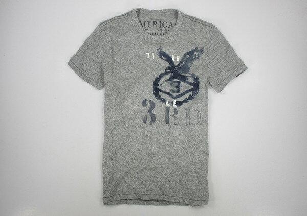 美國百分百【全新真品】American Eagle AE 老鷹 男 刷色 印花 棉T 灰 潮流 短T恤 T-shirt XS號