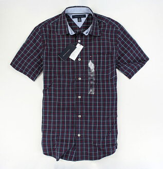 美國百分百【全新真品】Tommy Hilfiger TH 深色格紋 男生 短袖 襯衫 大尺碼 大尺寸 XXL號
