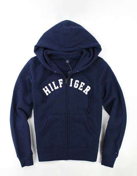 美國百分百【全新真品】Tommy Hilfiger TH 女 深藍 長袖 M號 夾克 連帽 外套 帽T 超取 經典色