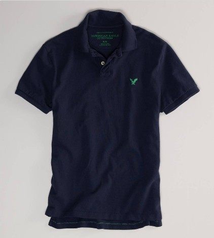 美國百分百【全新真品】American Eagle AE 男生 春夏 最愛 網眼 短polo衫 深藍 XS S M L XL號