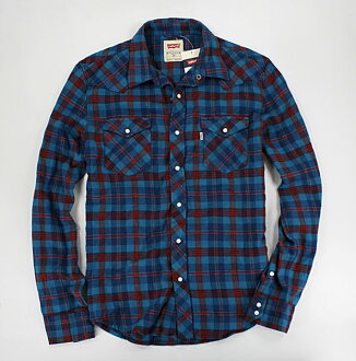 美國百分百【全新真品】Levis levi's 英國搭色 藍紅 斜格紋 長襯衫 襯衫外套 男衣 M號 免運