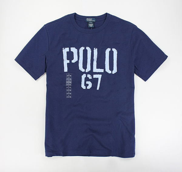 美國百分百【全新真品】Ralph Lauren RL 刷色字母 POLO 特色 男短T T恤 T-shirt Tees 藍色 XS S號