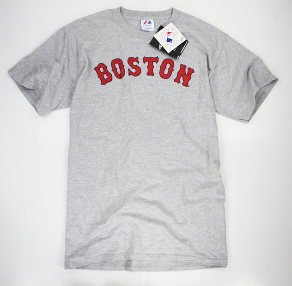 美國百分百【全新真品】Majestic MLB Boston 男 短袖 T恤 T-shirt 上衣 運動 灰色 L號 大尺碼