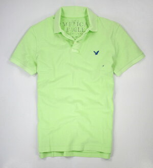 美國百分百【全新真品】American Eagle AE 男 淺綠色 網眼 短袖 Polo衫 美國 老鷹 純棉 超取