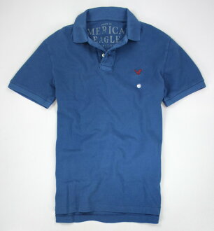 美國百分百【全新真品】American Eagle AE 男 藍色 網眼 短袖 Polo衫 老鷹 純棉 S號 超取