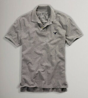 美國百分百【全新真品】American Eagle AE 男生 灰 網眼 短袖 質感 純棉 Polo衫 美國 老鷹 M號