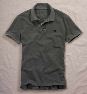 美國百分百【全新真品】American Eagle 老鷹牌 男款 深灰 網眼 純棉 短袖 Polo衫 AE 面交自取