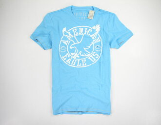 美國百分百【全新真品】American Eagle US AE AEO 男款 天空藍 老鷹 logo 短袖 T恤 XS S 美國寄件