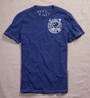 美國百分百【全新真品】American Eagle AE AEO 正反 老鷹 logo 短袖 T恤 深藍 純棉 XS S 美國空運