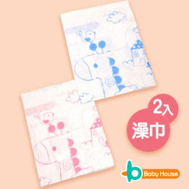 [ Baby House ] Mini小鹿單色印花紗布大澡巾(2入)【愛兒房生活館】