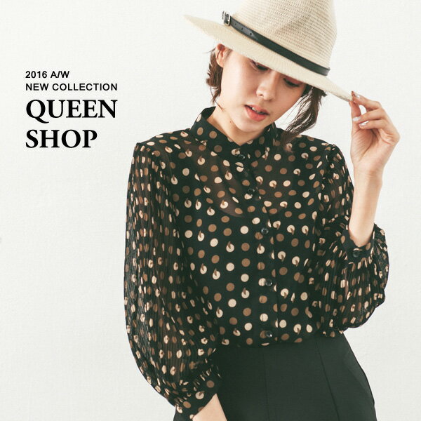 Ｑｕｅｅｎ Ｓｈｏｐ【01051242】微透感點點百褶袖襯衫 ＊現貨+預購＊