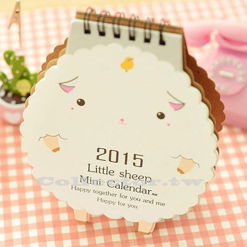 【L14121201】2015年可愛小羊桌曆 卡通台曆 活頁式桌曆